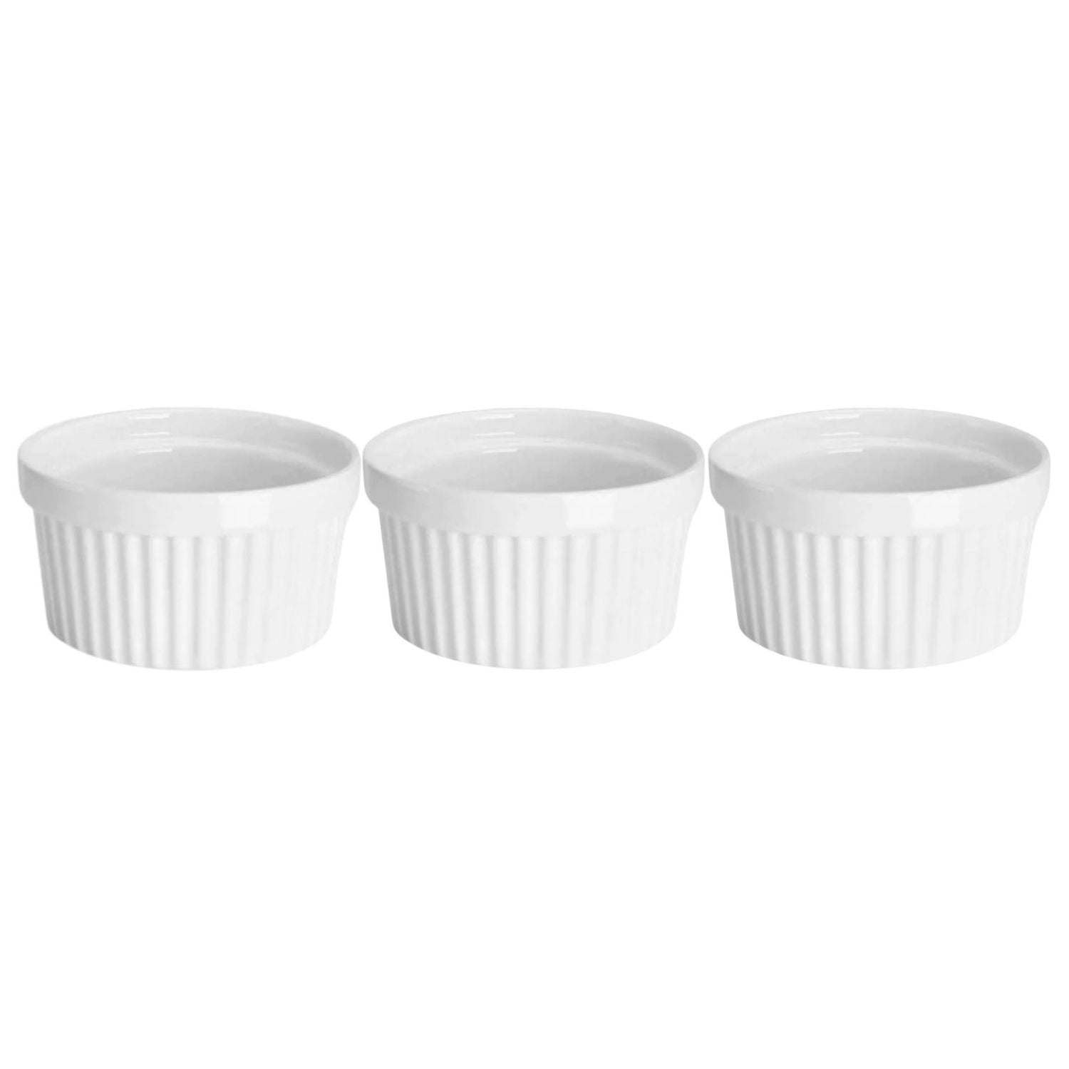 Genérico - Set 3 Pocillos Ramekin Ceramica Blanco 10cm Cocina Horno