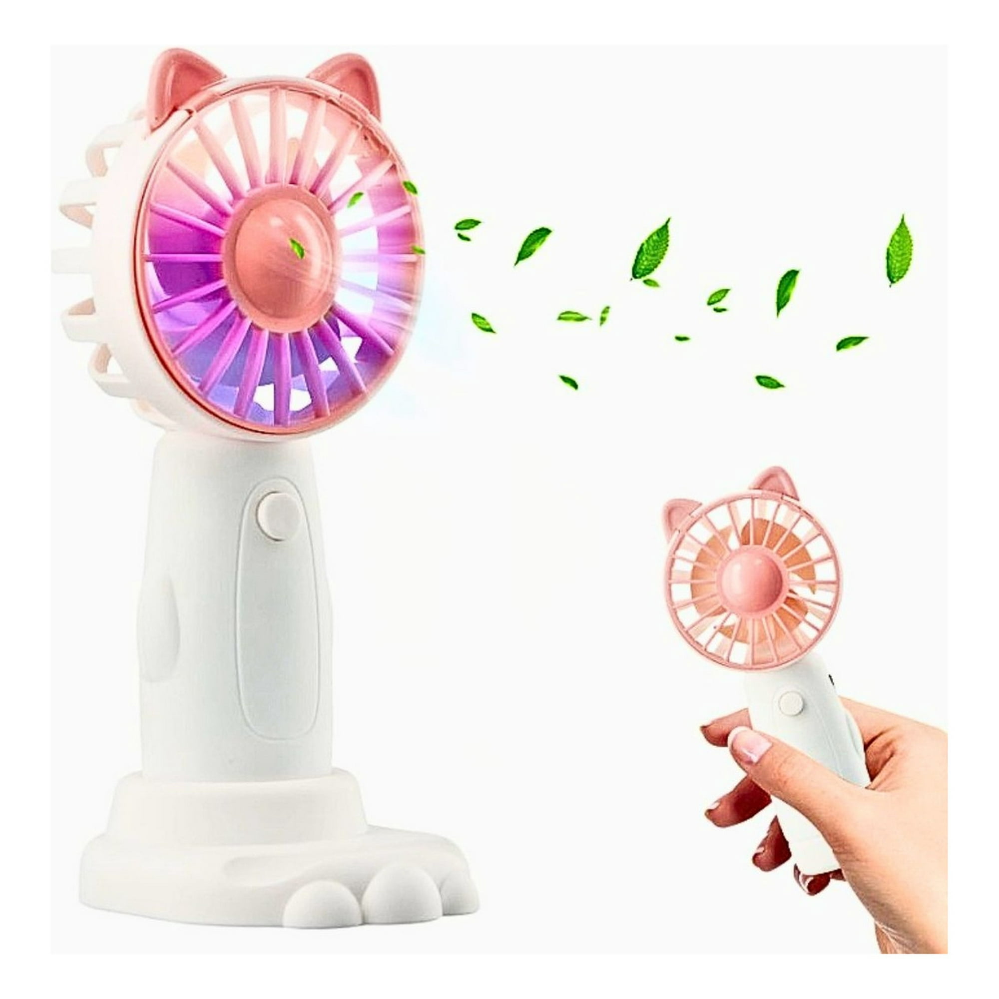 Genérico - Set 3 Mini Ventilador Orejas Conejo Gato Mano Portátil Lau