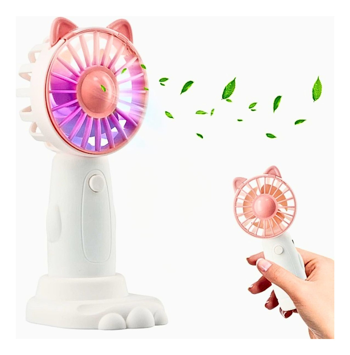 Genérico - Set 3 Mini Ventilador Orejas Conejo Gato Mano Portátil Lau