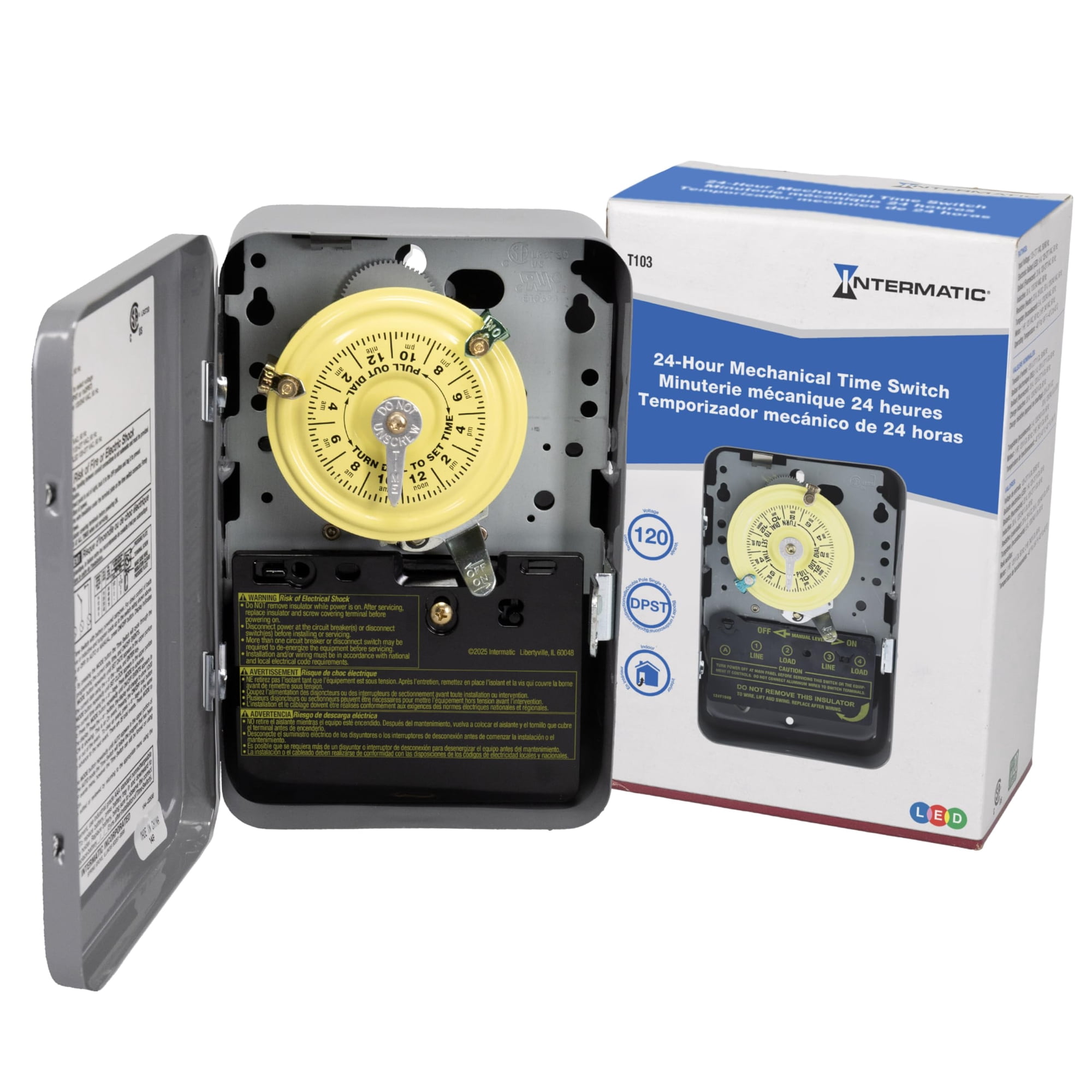 Interruptor Temporizador Mecánico Intermatic T103 24 Horas 120 V 40 A