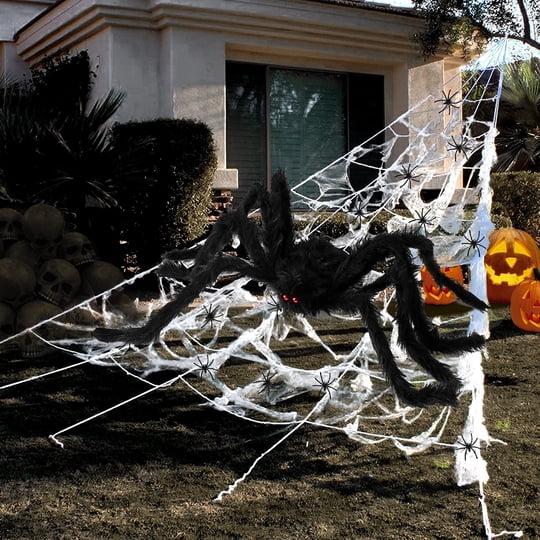 Decoraciones De Halloween En Forma De Telaraña De Lovinland Con Araña Gigante