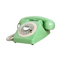 Magideal - Teléfono De Disco Giratorio De Estilo Vintage, Teléfono Con Cable Europeo, Estilo Años 60, Con Campana De Metal, Estilo Retro. Verde