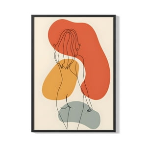 Creango - Cuadro Poster Enmarcado Silueta De Cuerpo Mujer Decorativo