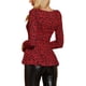 thumbnail image 3 of INSPIRE CHIC Blusas de Mujer con Estampado Cuello Redondo Mangas Largas Peplum M Rojo-Leopardo, 3 of 8