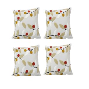 Genérico - Pack De 4 Fundas De Cojin Bordadas 45X45Cm Blanco 02