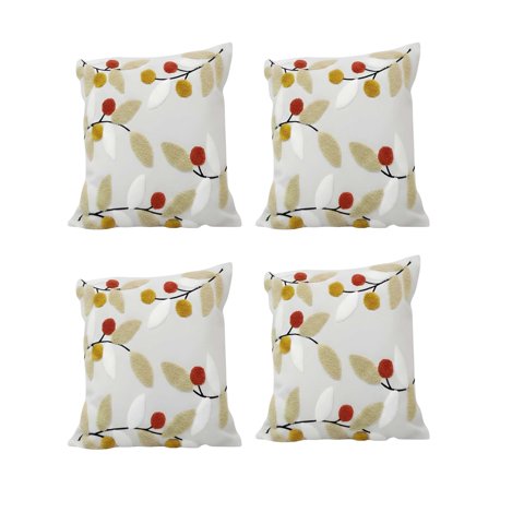 Genérico - Set De 4 Fundas De Cojin Bordadas 45X45Cm Blanco 02