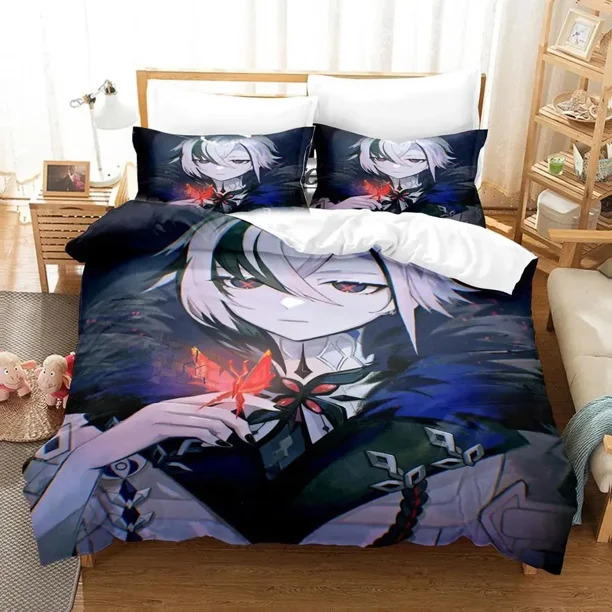 Anime Game Genshin Impact Arlecchino Bedding Set Duvet Cover Bed Set Quilt Cover Pillowcase Comforter Boys Adult Bed Sheets