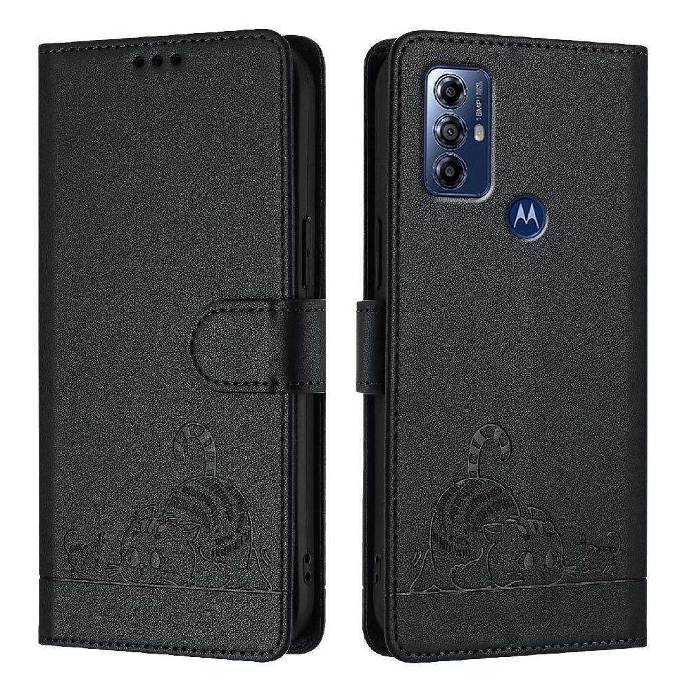 Funda Tipo Cartera Foxdock Para Motorola Moto G Play 2023 Con Soporte, Ranuras, Rfid, Diseño De Gato