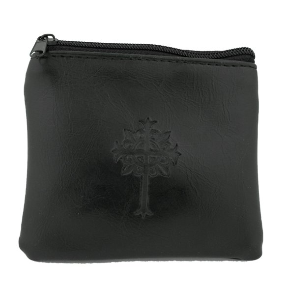 Bolsa de Cuero para Rosario con Cruz Fleur De Lis - Village Gift Importers