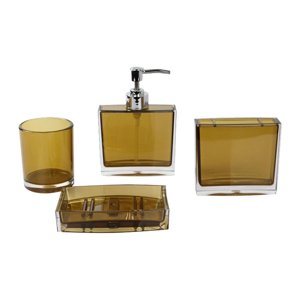 Bothyi - Dispensador De Loción Para Cepillo De Dientes, Soporte Para Decoración De Baño, Encimera De Tocador, Color Marrón, 4 Uds.