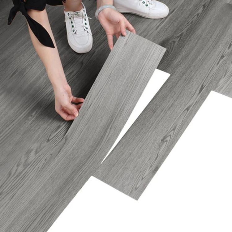 Crusec - Pack 50 Láminas Autoadhesivas Piso Tabla Madera Pvc Vinilico - Gris