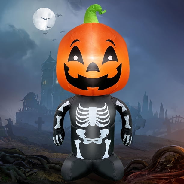 Calavera inflable para Halloween de 4 pies, diseño de hombre calabaza con LED, marca VOCADE