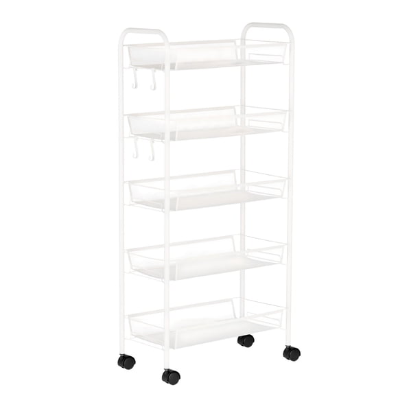 Carro Organizador Multiuso Acero Blanco 5 Bandejas Removibles