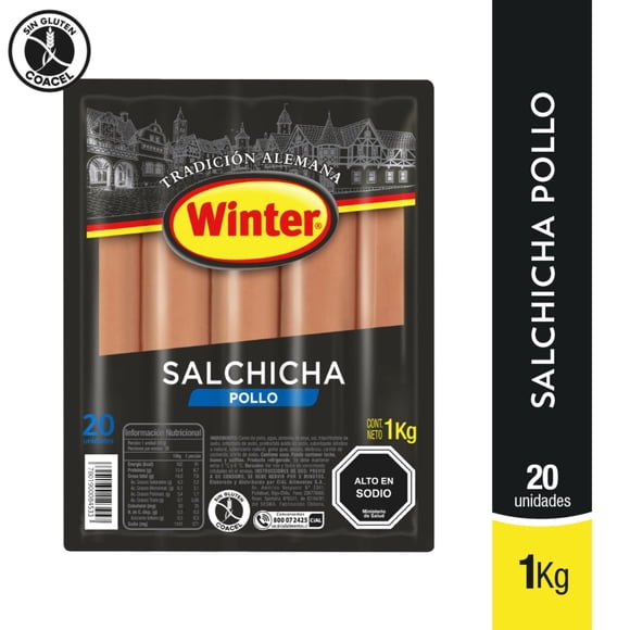 Salchichas de Pollo 20 Un, 1 Kg