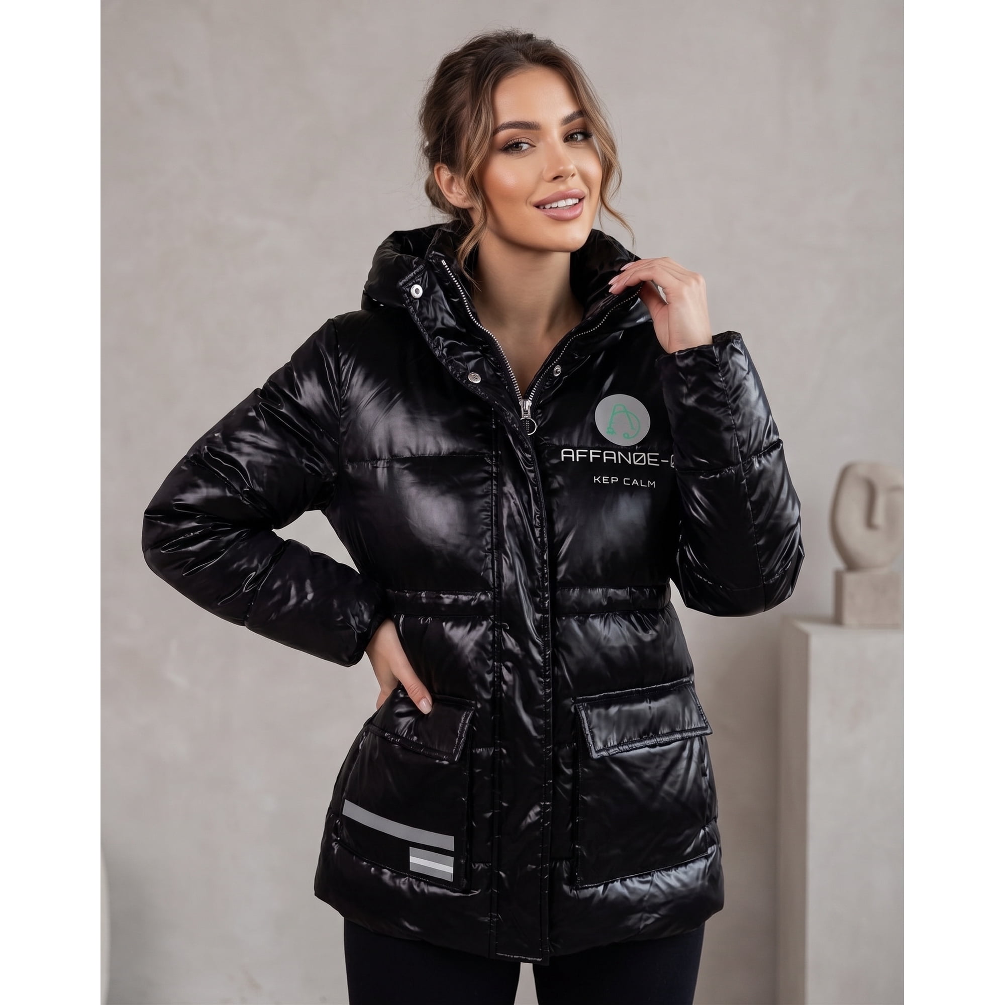 Flix Spa - Maxi Parka Puffer Black Glossy: Estilo Urbano Y Térmico - Elx1729