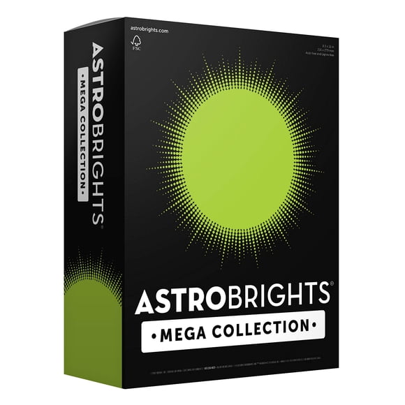 Papel de colores Astrobrights Mega Collection, 625 hojas, color verde brillante
