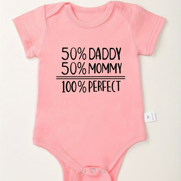 Baby Girls Casual "50% Daddy 50% Mommy 100% Perfect" Short Sleeve Onesie Clothes