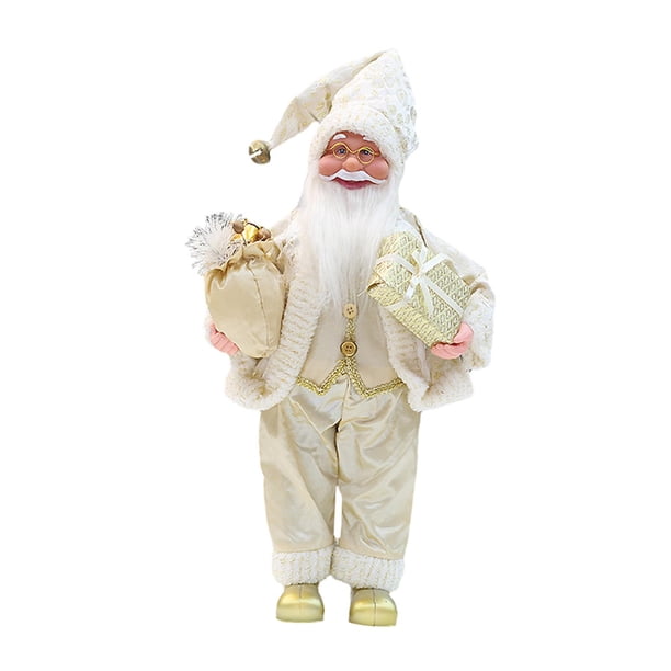 Figura de Muñeco de Papá Noel, Adorno de Navidad, Figura Navideña de 18 Pulgadas con Bolsa de Regalo, Muñeca para Tienda Interior, Mesa, Ventana Del H Oro
