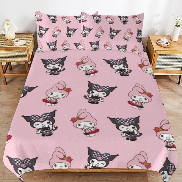 Kuromi & My Melody Duvet Cover Set 3 Piece Bedding Set Double Sided Printing Decorative Comforter Cover Set