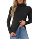 thumbnail image 1 of INSPIRE CHIC Camiseta de Mujer de Cuello Alto de Manga Larga, Viscosa Suave, Ajuste Ceñido, Básica, Elástica, para Superponer, Talla Extra Grande, Negra, 1 of 6