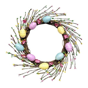 Genérico - Guirnalda De Huevos De Pascua, Guirnalda De Puerta De Pascua De 45Cm Para Vacaciones De Primavera, Interior Y Exterior