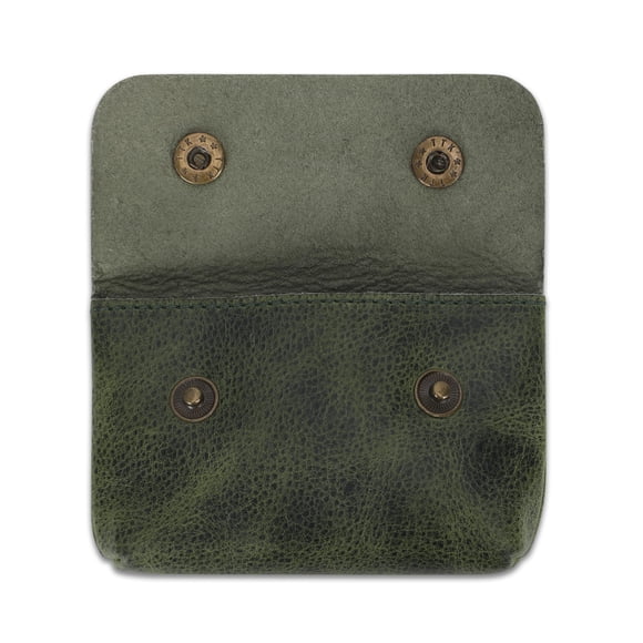 Monedero CestAntiQ Doble de Cuero Verde 13 × 8 × 3 cm
