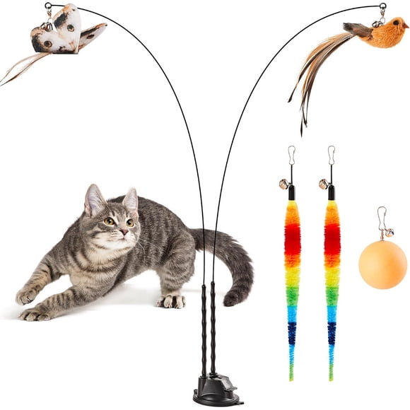 Caña Interactiva Gato Potaroma 89 cm Ventosa Plumas