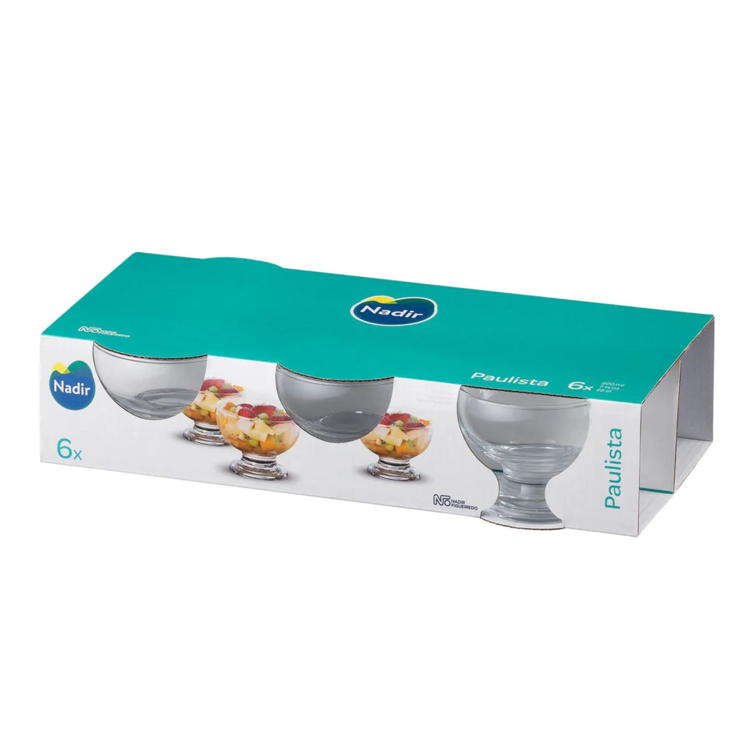 Set 6 Copas Postre Paulista 220ml Vidrio Nadir Transparente