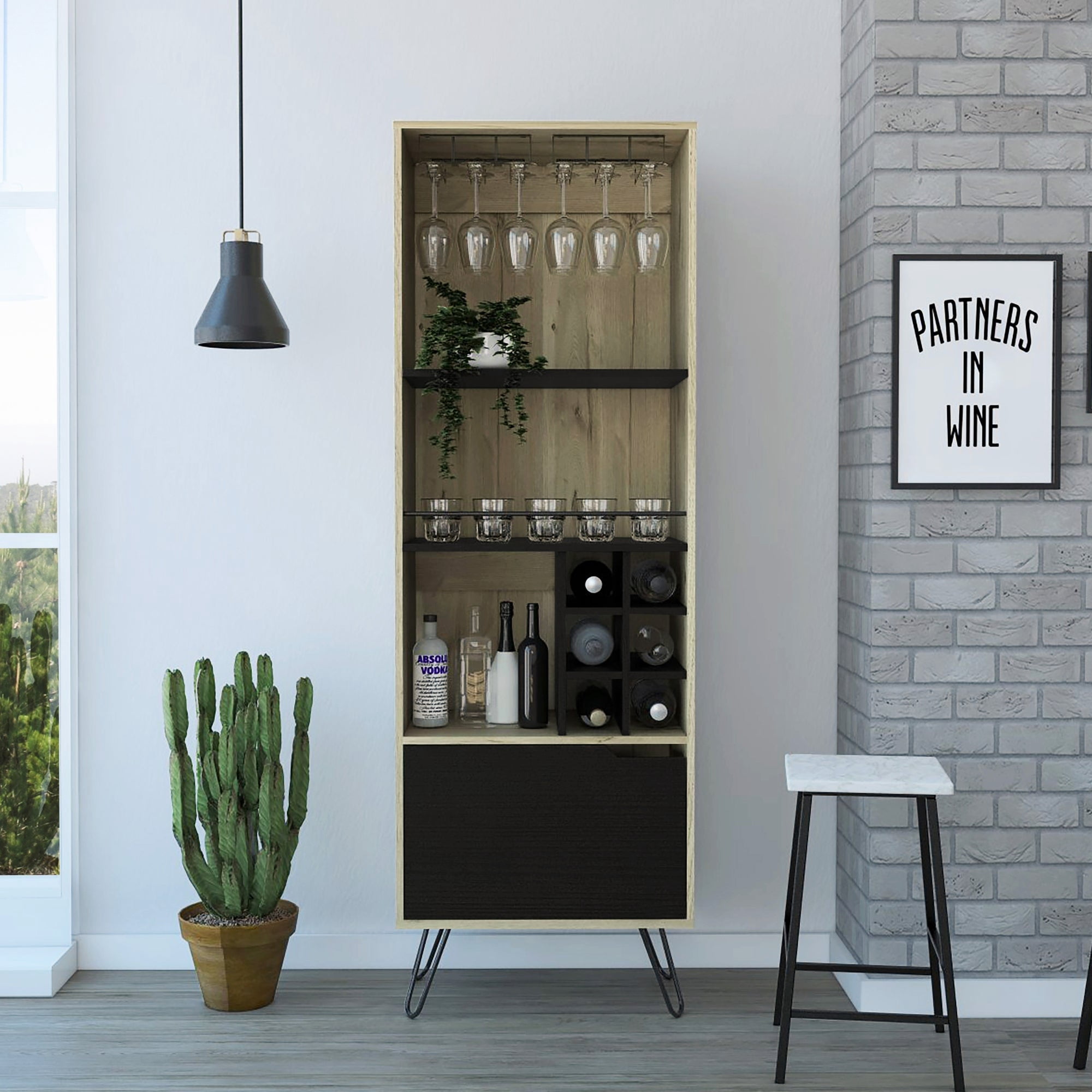 Tuhome - Bar Alto Audra Duna Y Wengue 1 Puerta Con Portacopas