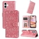 thumbnail image 3 of Funda tipo cartera FOXDOCK para iPhone 16 Plus , diseño girasol en relieve, cuero PU, cierre magnético, soporte y tarjetero, 3 of 5