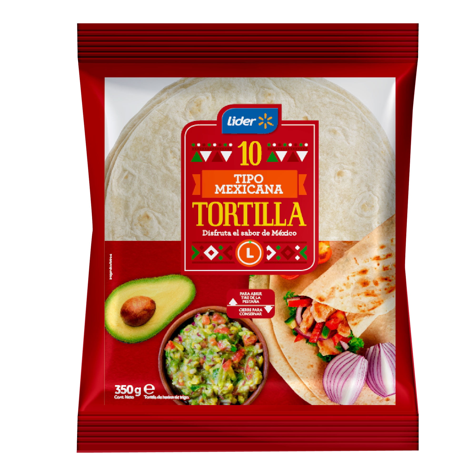 Tortilla Tipo Mexicana Grande 10 Un 350 g Lider