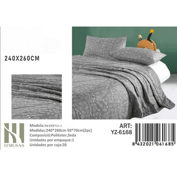 Plumon Con Diseño Gris King Imusa 260x240cm