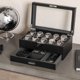 thumbnail image 3 of Caja de relojes ROTHWELL de 10 ranuras, cuero negro/gris, 3 of 7