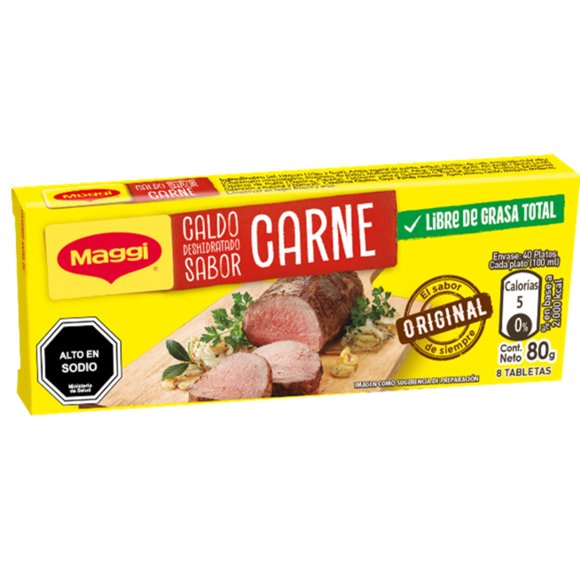 Caldo Sabor Carne (8 Tabletas) Caja, 80 g