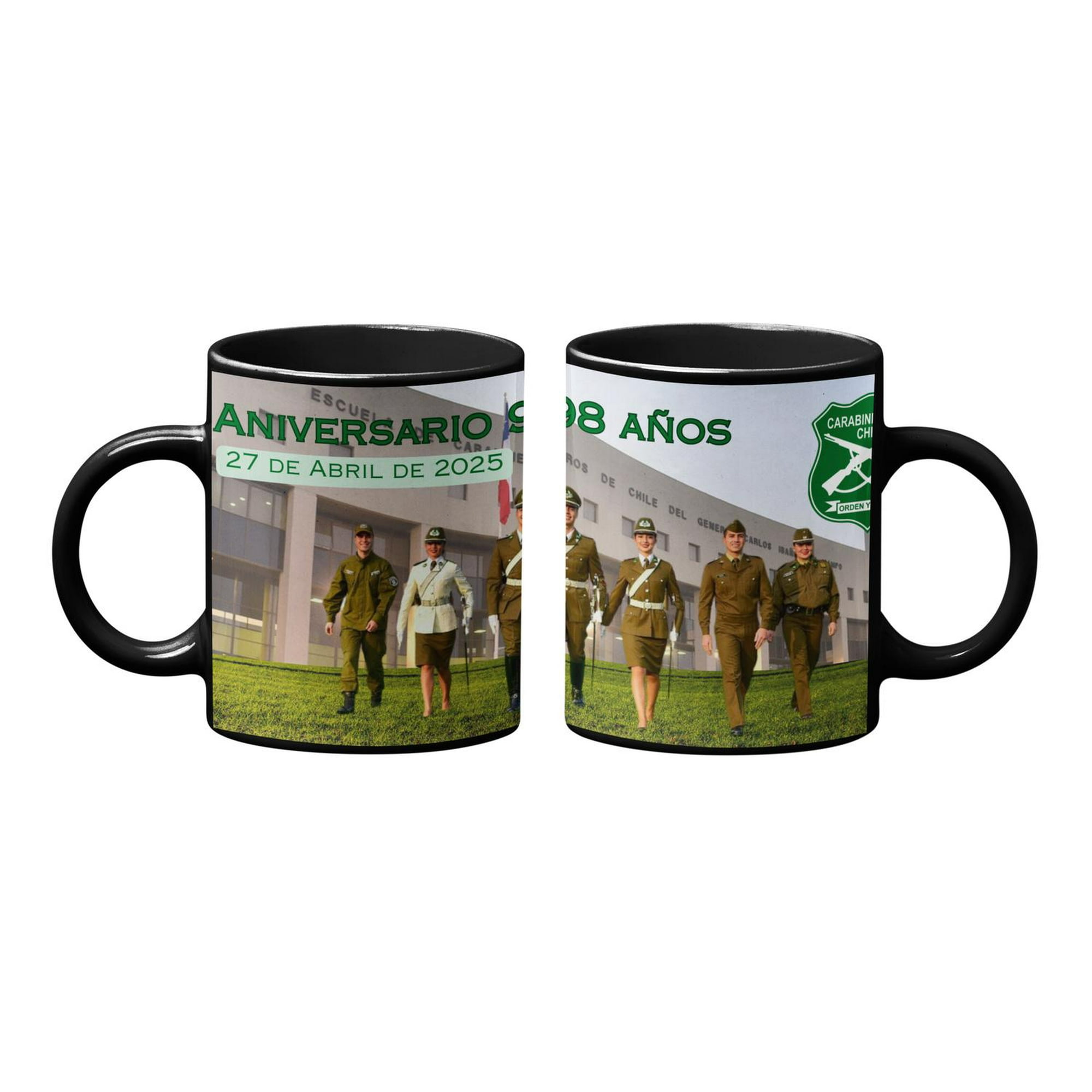Sm - Tazón Taza Mágica Carabineros De Chile Aniversario Negro