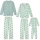 thumbnail image 1 of INSPIRE CHIC Conjuntos de Pijamas Familiares de Navidad Regreso a Clases Festivo Camiseta de Manga Larga y Pantalones con Cintura Elástica para Vacaciones a Juego Mujeres 2XL Verde, 1 of 6