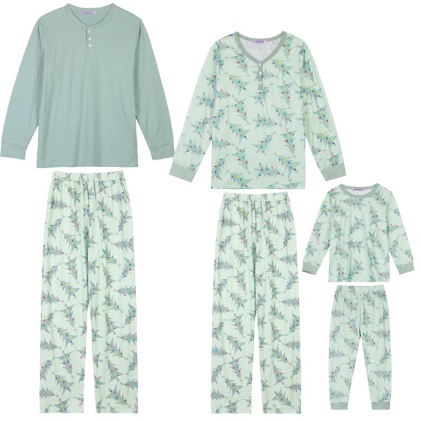 INSPIRE CHIC Conjuntos de Pijamas Familiares de Navidad Regreso a Clases Festivo Camiseta de Manga Larga y Pantalones con Cintura Elástica para Vacaciones a Juego Mujeres 2XL Verde