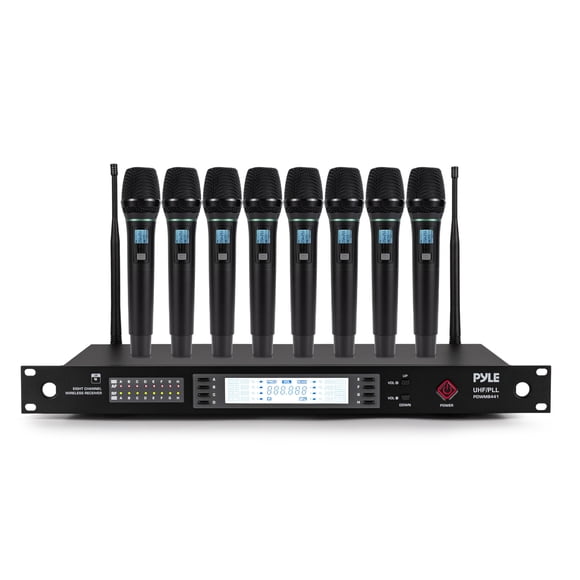 Micrófono Pyle Sistema Inalámbrico UHF de 8 Canales – Alcance 91,5 m