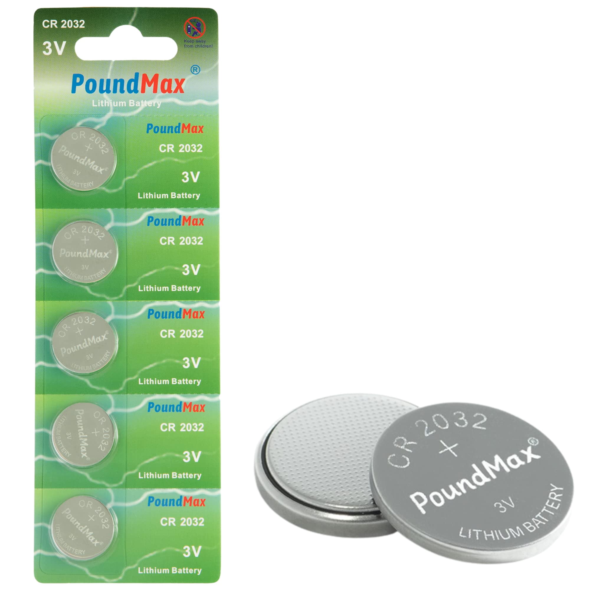 Batería Coin Cell Poundmax Cr2032 De Litio De 3 V (paquete De 5)