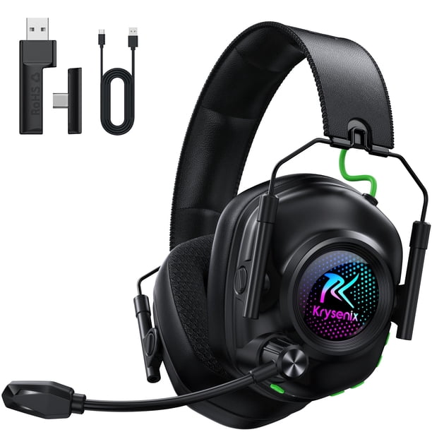 Auriculares inalámbricos para gaming Krysenix 2.4 GHz RGB con micrófono y drivers de 50 mm