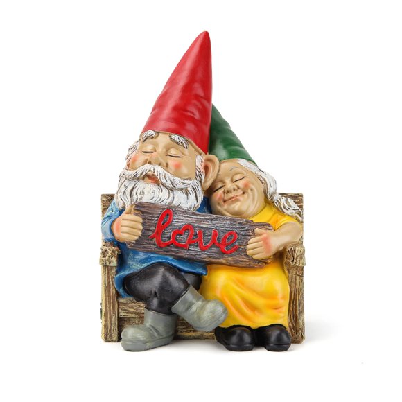 Escultura Smadeer de Gnomos en Pareja 23 cm × 14 cm de Resina