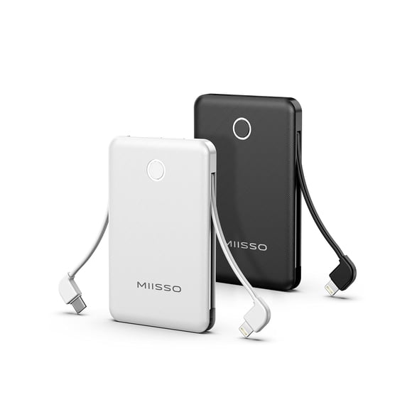 Power Bank miisso 6000 mAh x 2 con cables integrados para teléfonos