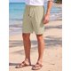 thumbnail image 4 of INSPIRE CHIC Pantalones Cortos de Lino con Cintura Elástica y Cordón para Vacaciones en la Playa para Hombre L Caqui, 4 of 5