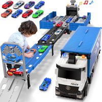 Diuerma - Pista De Carreras Toy Carrier Truck Con 8 Coches De Carreras Para Niños De Más De 3 Años