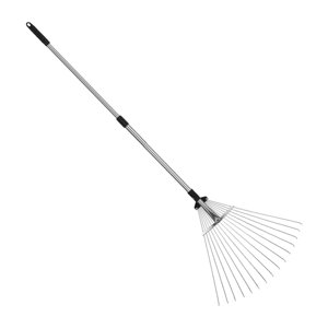 Ioensy - Rastrillo De Hojas De Jardín, Herramienta Multiusos De 15 Dientes Para Macizos De Flores, Mantenimiento De Césped, Varilla De Aluminio