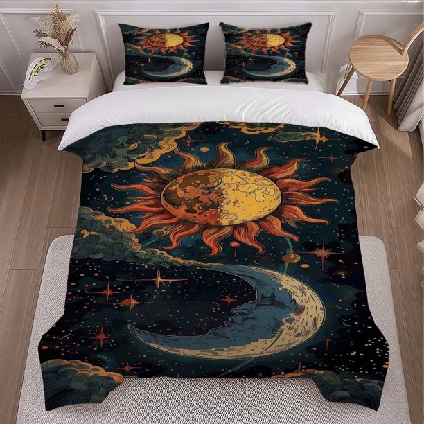 Celestial Illustration Themed Bedding Set Duvet Cover and Pillowcase Set