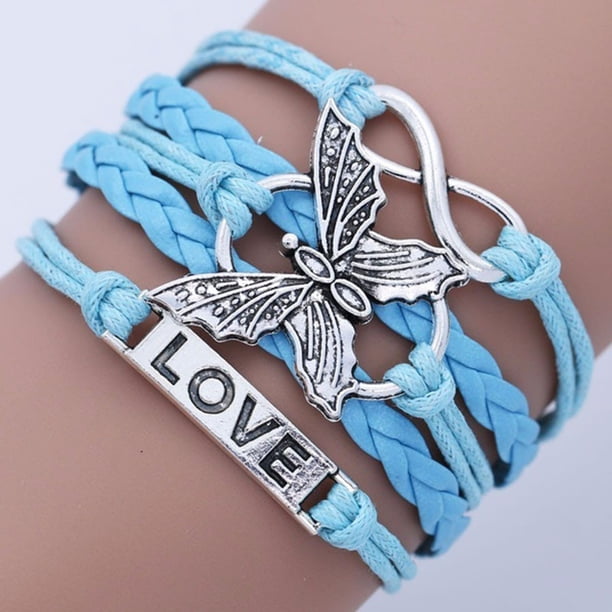 Handmade Leather Bracelet with Love and Butterfly Design - Perfect Gift for Men and Women