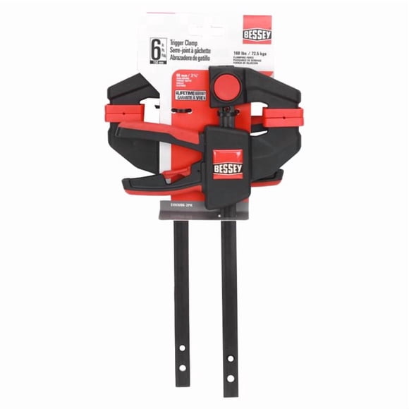 Clamp Bessey Trigger de 6 cm x 6 cm, capacidad de sujeción de 45 kg, paquete de 2