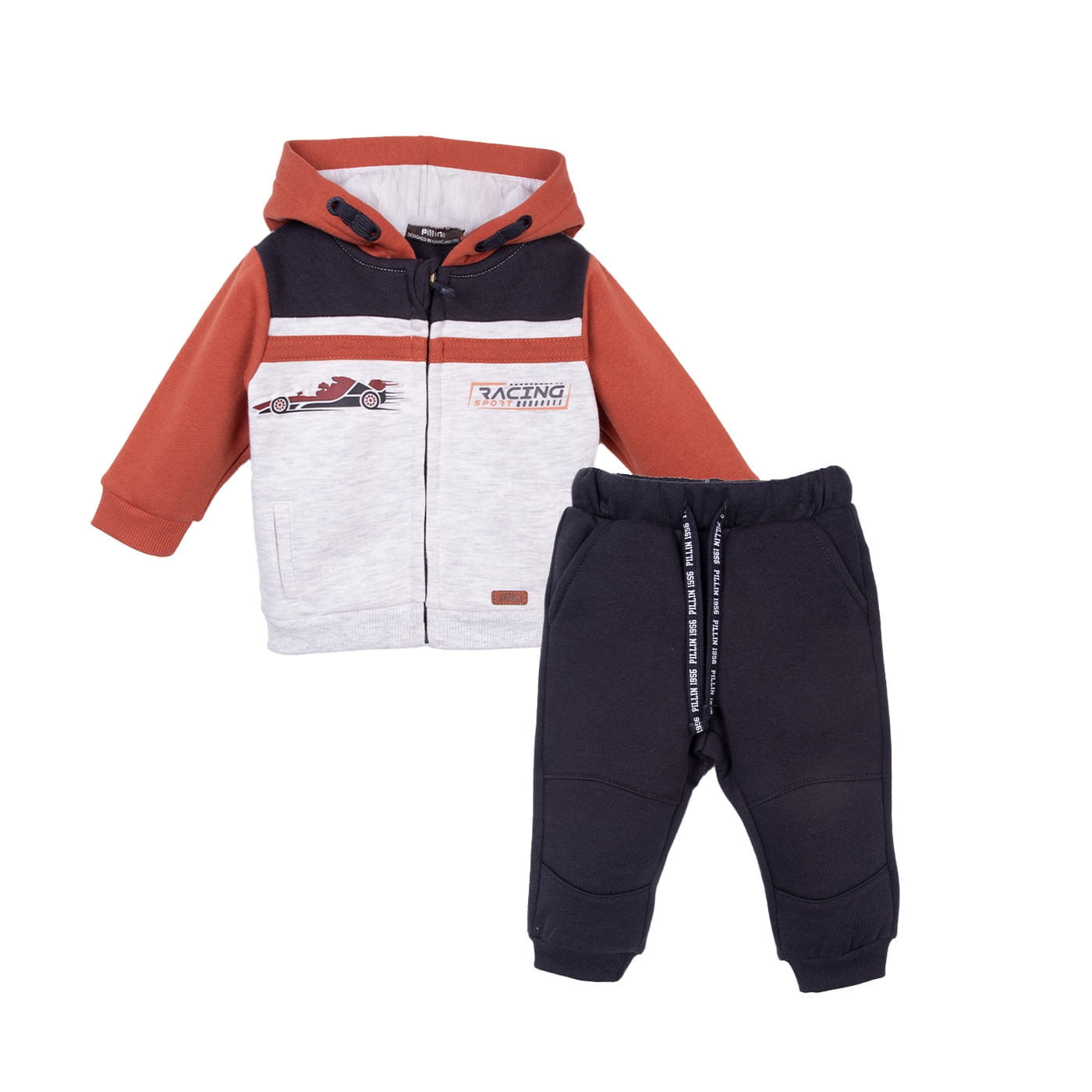 Pillin - Buzo Bebé Niño Con Cierre Y Gorro Marengo