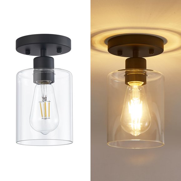 Luz de pasillo YYT 1 luz negra 23 cm semi empotrada